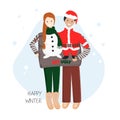 Vector Illustration of Couple in One Ugly Sweater Royalty Free Stock Photo