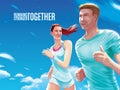 Vector illustration of the couple running together