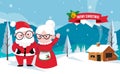 Vector illustration Couple Santa Claus end his wife