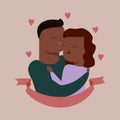 Vector illustration of couple in tender hugs