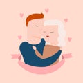 Vector illustration of couple in tender hugs