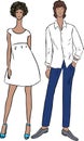 Vector illustration of couple young elegant people
