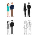 Vector design of couple and young symbol. Set of couple and husband vector icon for stock.