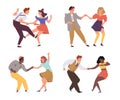 Vector illustration couples dance twist set