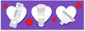 Vector illustration of a covid test machine on a purple background heart