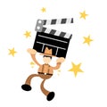 happy america cowboy and cinema clip board movie entertainment cartoon doodle flat design vector illustration