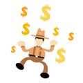 america cowboy man and money dollar cartoon doodle flat design vector illustration