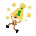 america cowboy pick gold money dollar bag cartoon doodle flat design vector illustration