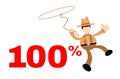 cowboy america and one hundred percent cartoon doodle flat design vector illustration