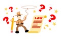 cowboy america law document paper cartoon doodle flat design vector illustration