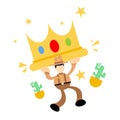 cowboy america pick king crown cartoon doodle flat design vector illustration