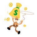 america cowboy pick gold money dollar bag cartoon doodle flat design vector illustration