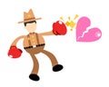 cowboy america fight for love break cartoon doodle flat design vector illustration