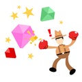 happy cowboy america man punch jewel diamond cartoon doodle flat design vector illustration