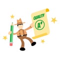 cowboy america and quality grade sign cartoon doodle flat design vector illustration