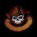 Vector illustration of Cowboy skull