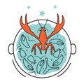 Vector illustration of crabs in a bucket. Psychological concept Crab mentality Royalty Free Stock Photo