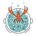 Vector illustration of crabs in a bucket. Psychological concept Crab mentality