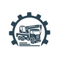 Vector illustration, crane icon. Construction industry.