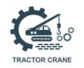 Vector illustration of the crane icon and logo of a special lifting crane. Equipment for construction works of enterprises and org Royalty Free Stock Photo