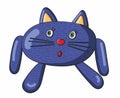 Vector illustration of crazy blue Cat cartoon isolated on white background. Royalty Free Stock Photo
