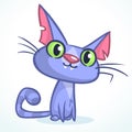 Vector illustration of a crazy smiling blue fat cat. Fat stripped cat cartoon Royalty Free Stock Photo