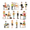 Creative team people vector flat icon set