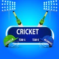 Vector illustration of cricket match with cricket equipment and cricketer halmet
