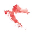 Vector illustration of Croatia map with red colored geometric shapes