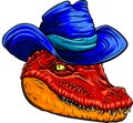 Vector illustration of crocodile head with hat