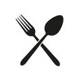 Vector illustration of crossed fork and spoon. Isolated.