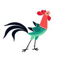 Vector illustration of crowing cartoon rooster Royalty Free Stock Photo