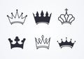 Vector Illustration Crown Icon Set. Collection Of Different Minimal Crowns.