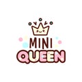 The vector illustration of crown and mini queen text with stylish kawaii emoji. Vector style girls gift emoticons for