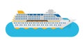 Vector illustration of cruise ship isolated in flat style Royalty Free Stock Photo