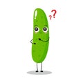 Vector illustration of cucumber character with cute expression, curious, happy, funny,