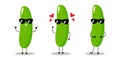 Vector illustration of cucumber character with various cute expression, cool, fun, set of cucumber