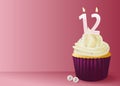 Vector illustration of cup cake. Royalty Free Stock Photo