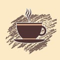 Vector illustration, a cup of cappuccino coffee, latte, espresso