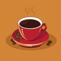 A cup hot coffee black arabica