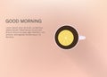 Vector illustration with cup of tea and lemon and place for text on pink background.