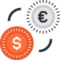 currency exchange flat web icon concept