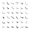 Vector illustration of curved arrow icons. 36 curved arrow icons set Royalty Free Stock Photo