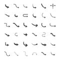 Vector illustration of curved arrow icons. 36 curved arrow icons set