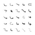 Vector illustration of curved arrow icons. 25 curved arrow icons set Royalty Free Stock Photo