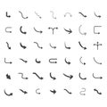 Vector illustration of curved arrow icons. 36 curved arrow icons set Royalty Free Stock Photo