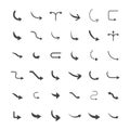 Vector illustration of curved arrow icons. 36 curved arrow icons set Royalty Free Stock Photo