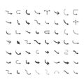 Vector illustration of curved arrow icons. 56 curved arrow icons set Royalty Free Stock Photo