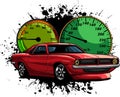 vector illustration of customized muscle car with dashboard Royalty Free Stock Photo
