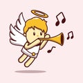 Vector Illustration Cute Angel playing Trumpet Royalty Free Stock Photo
